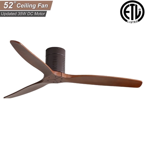 Sofucor Ceiling Fan 52" Bronze Flush Mount Ceiling Fans with Remote Control Reverse Airflow for Farmhouse,Living Room
