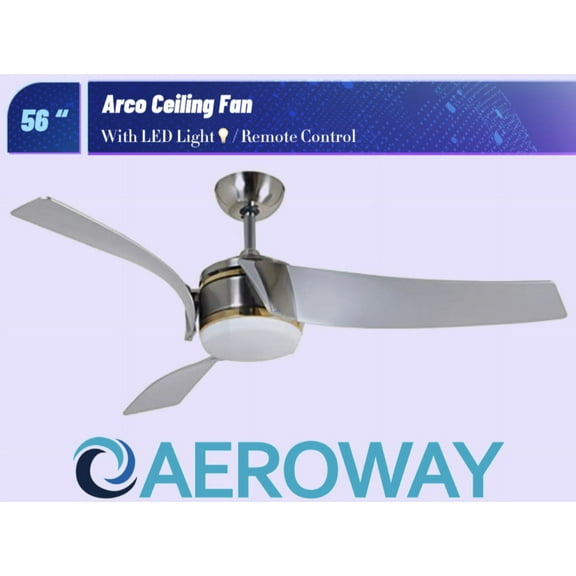Ceiling Fan 56 in. Indoor with DC Motor and LED Light Kit (Silver - Brushed Nickel) Vento ARCO