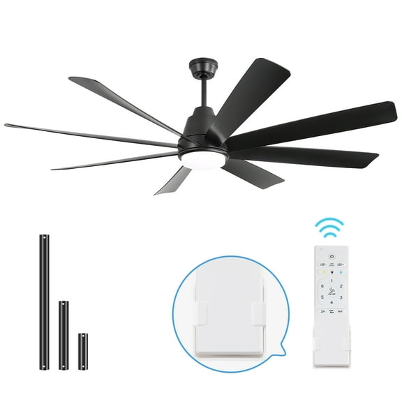 Sofucor Ceiling Fan 76 Inch Large Industrial Ceiling Fan with Light, Smart Fan with Remote & APP Control, Compatible with Alexa Google, Solid Wood 8 Blade, 3 Downrod