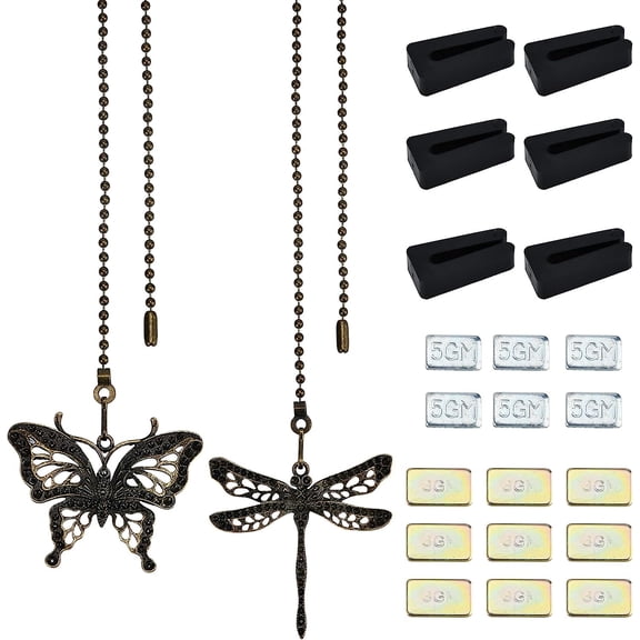 Ceiling Fan Blade Balancing Kit Fan Weight Balancing Kit Include 6 Pcs Plastic Balancing Clip 6 Pcs Self-Adhesive 5GM Iron Weights 9 Pcs 3GM Weights with 1 Set Butterfly Zinc Alloy Pendant DIY Making
