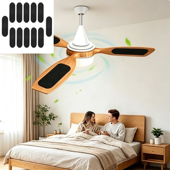 Ceiling Fan Blade Filter Pads, 103.5 Inch Activated Carbon Air Purifier, 12-Pack Dust and Odor Remover for Ceiling Fans