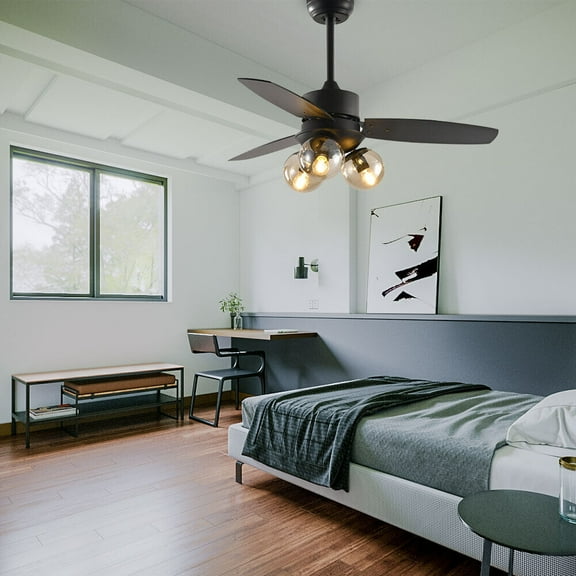 Ceiling Fan Chandelier with a High-quality Copper Motor and Wooden Blades for the Living Room, Bedroom, Dining Room, Hall