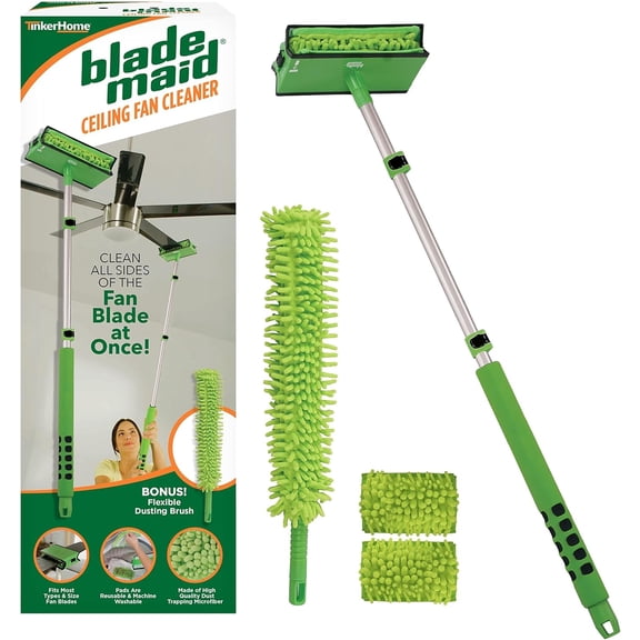 Ceiling Fan Cleaner- Cleaning Tool with 3 Foot Extendable Pole, Head, Reusable Fiber Duster, & Flexible Brush