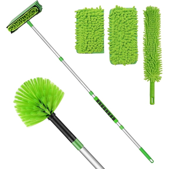 Ceiling Fan Cleaner Cobweb Duster with 6Ft/72'' Extension Pole High Ceiling Fan Blade Cleaning Tool Microfiber Duster Reusable Pads for Cleaning Ceiling Fan, Spider Web, Baseboard, Blind