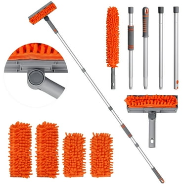 YEERSWAG Ceiling Fan Cleaner Duster Cleaning Tool, Reusable Microfiber Pads for High Ceiling Fans, Baseboards, Blinds, Cobwebs & Moldings,63" Telescopic Extension Pole Kit