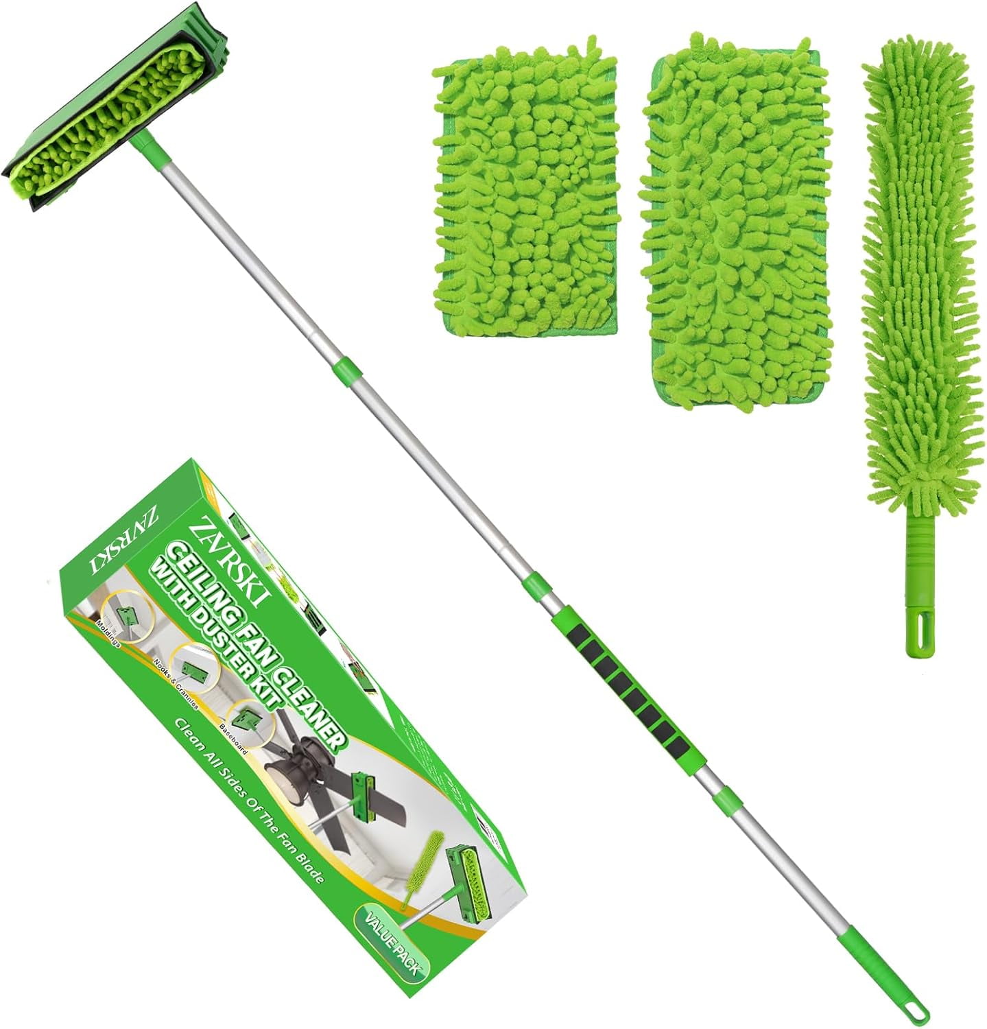 Ceiling Fan Cleaner Duster with 6 Ft/72'' Extension Pole High Blade ...