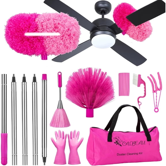 Ceiling Fan Cleaner Duster with 60 inch Extension Pole, Dusters for Cleaning High Ceiling Fan Blades, Dusters Kit with Storage Bag, Cleaning Tools for Families (13pcs)