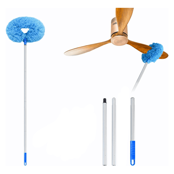 Ceiling Fan Cleaner Duster, Extension Pole 12.8 To 49.8 Inches Washable Reusable Microfiber Duster for High Ceilings Walls and Furniture