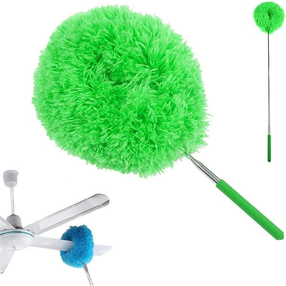 Ceiling Fan Cleaner Duster with Extension Pole, 2025 New Reusable Microfiber High Ceiling Fan Adjustable from 11.8 to 31.49 Inches for Cleaning Door Window Top Furniture (Blue)