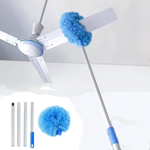 Ceiling Fan Cleaner Duster - Fan Duster, Microfiber Ceiling Fan Duster with Extension Pole 47 Inches, Duster for Cleaning Ceiling Fan, High Ceiling, Furniture, Interior Roof