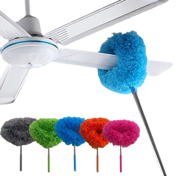 Ceiling Fan Cleaner Duster, High Ceiling Duster, Detachable Head, Anti-Slip Grip, Stainless Steel, Plastic Handle, Holiday, Gift for Homeowner, Blue, 1 Pc
