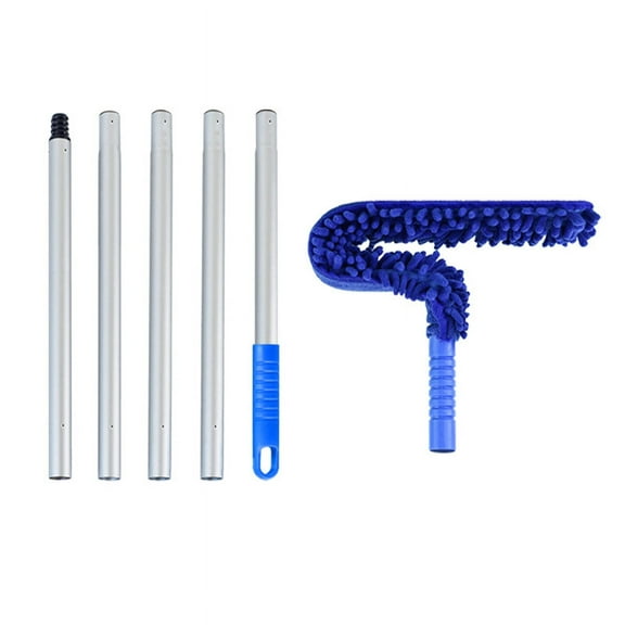 Ceiling Fan Cleaner Duster High Ceiling Extended Fan Blade Cleaner Reusable Microfiber Ceiling Fan Duster with Extension Handle for Furniture Bookshelves Wall Door-Blue-1.7Meter
