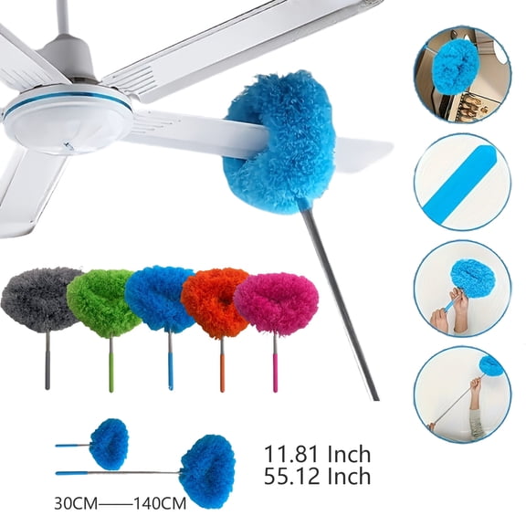 Ceiling Fan Cleaner Duster, Microfiber Ceiling Fan Duster with Extension Pole 12 to 55 Inch Washable Ceiling Fan Blade Dusters for Cleaning