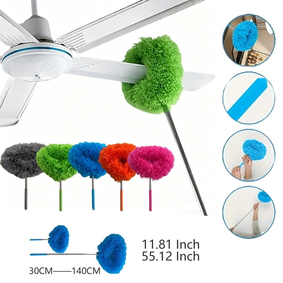 Ceiling Fan Cleaner Duster, Microfiber Ceiling Fan Duster with Extension Pole 12 to 55 Inch Washable Ceiling Fan Blade Dusters for Cleaning