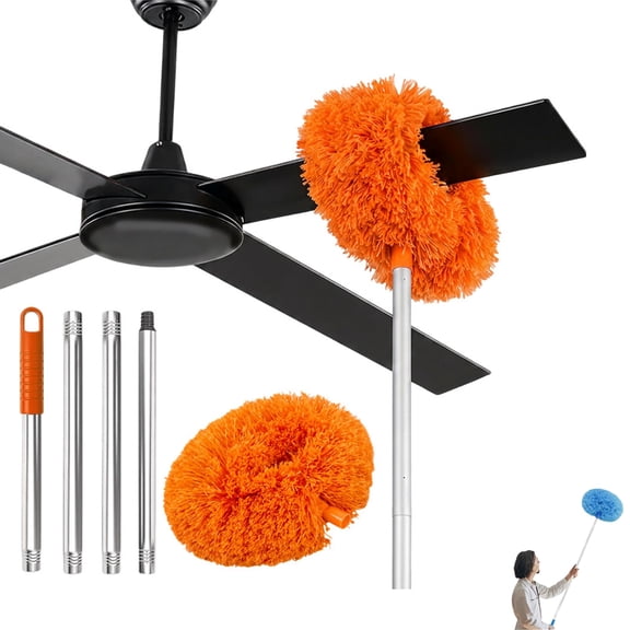 Ceiling Fan Cleaner Duster, Reusable Ceiling Fan Cleaner Duster with Extension Pole, 13 to 48 Inch Fan Blade Cleaner, Removable Dusters for Cleaning Walls Bookshelves Door Window Top