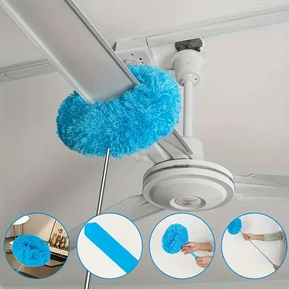 Ceiling Fan Cleaner Duster W/ Reusable Microfiber Extendable Pole Versatile Use!