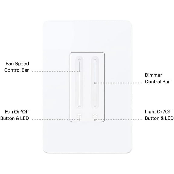 Ceiling Fan Control & Dimmer Switch | 4-Speed Fan & Brightness Control | Works with HomeKit, Alexa & Home
