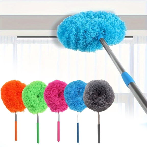 Ceiling Fan Duster with Extendable Pole Electrostatic Microfiber Head for High Reach Cleaning of Fans Blinds Furniture and Hard to Reach Areas 30 Inch Blue