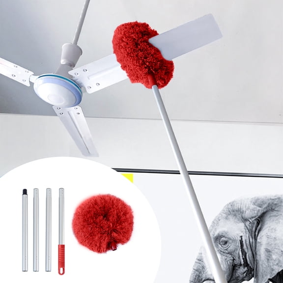 Ceiling Fan Duster with Extension Pole, Microfiber Duster for High Ceiling Fans Blinds Furniture, Washable Long Reach Dust Cleaner for Home Office Household Cleaning