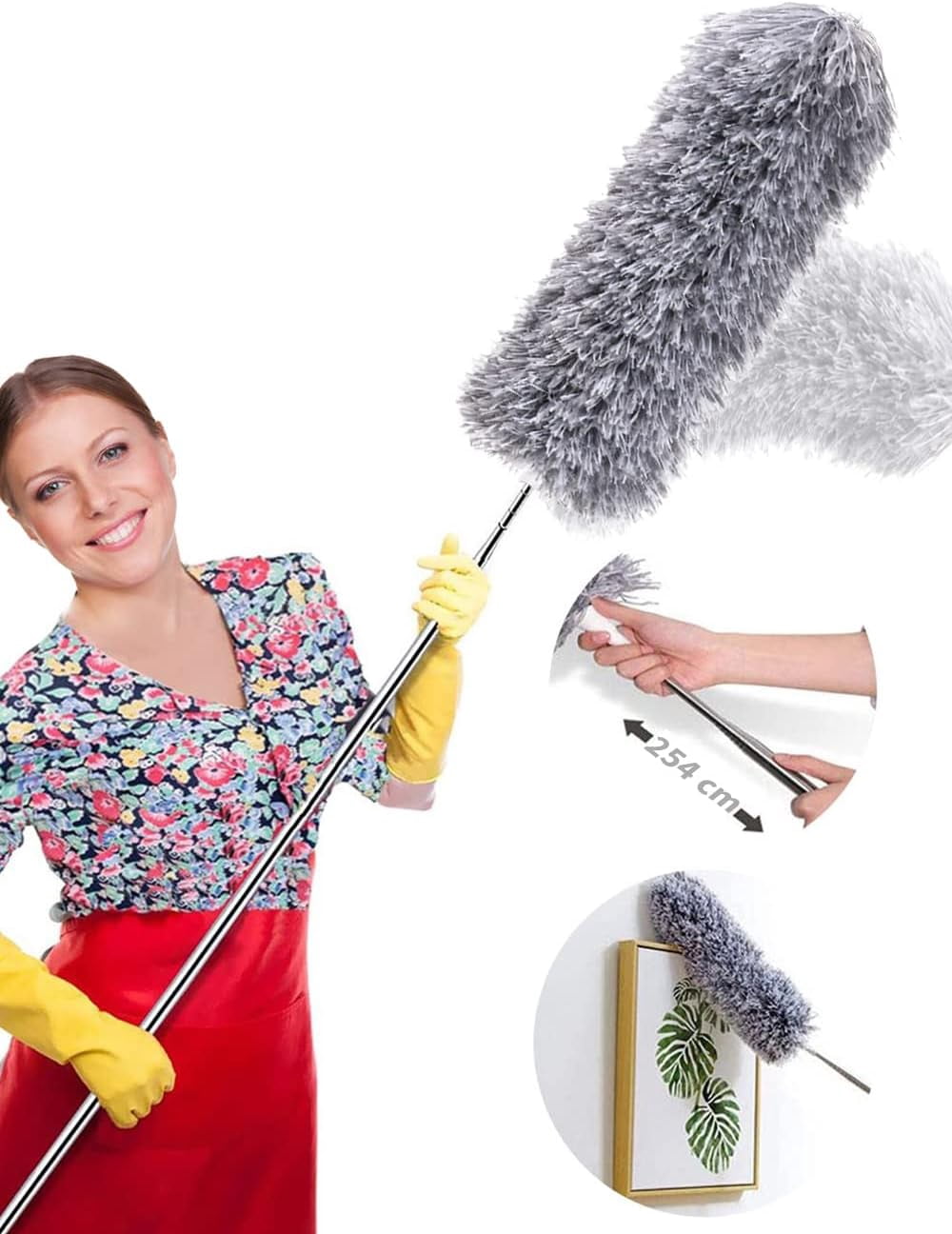 Ceiling Fan Duster With Reusable Microfiber Head, Extendable From 30 To ...