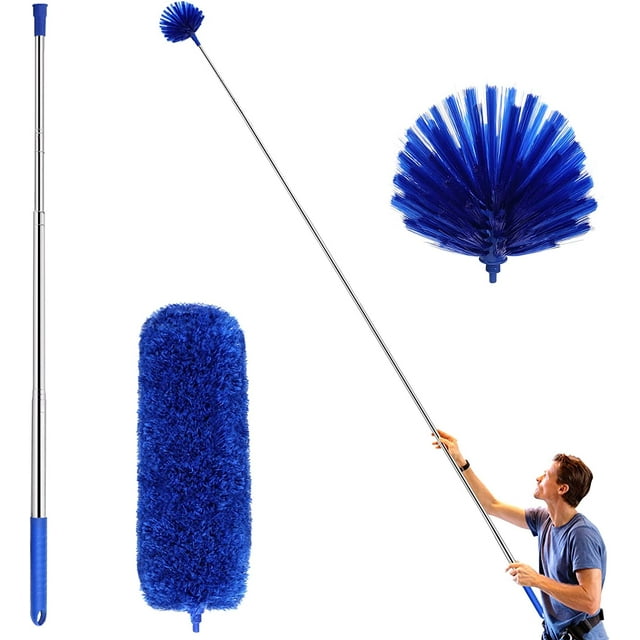 Ceiling Fan Duster with 100" Long Handle Telescoping Pole, Cobweb and
