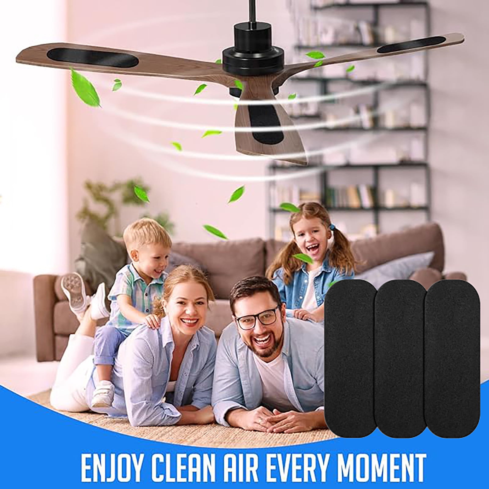 Ceiling Fan Filters Activated Coconut Shell Carbon Filter Easy Stick Universal Ceiling Fan Air Filters Unscented Ceiling Fan Blade Filters for Common Household Contaminants 3 Count Black Walmart Busin...