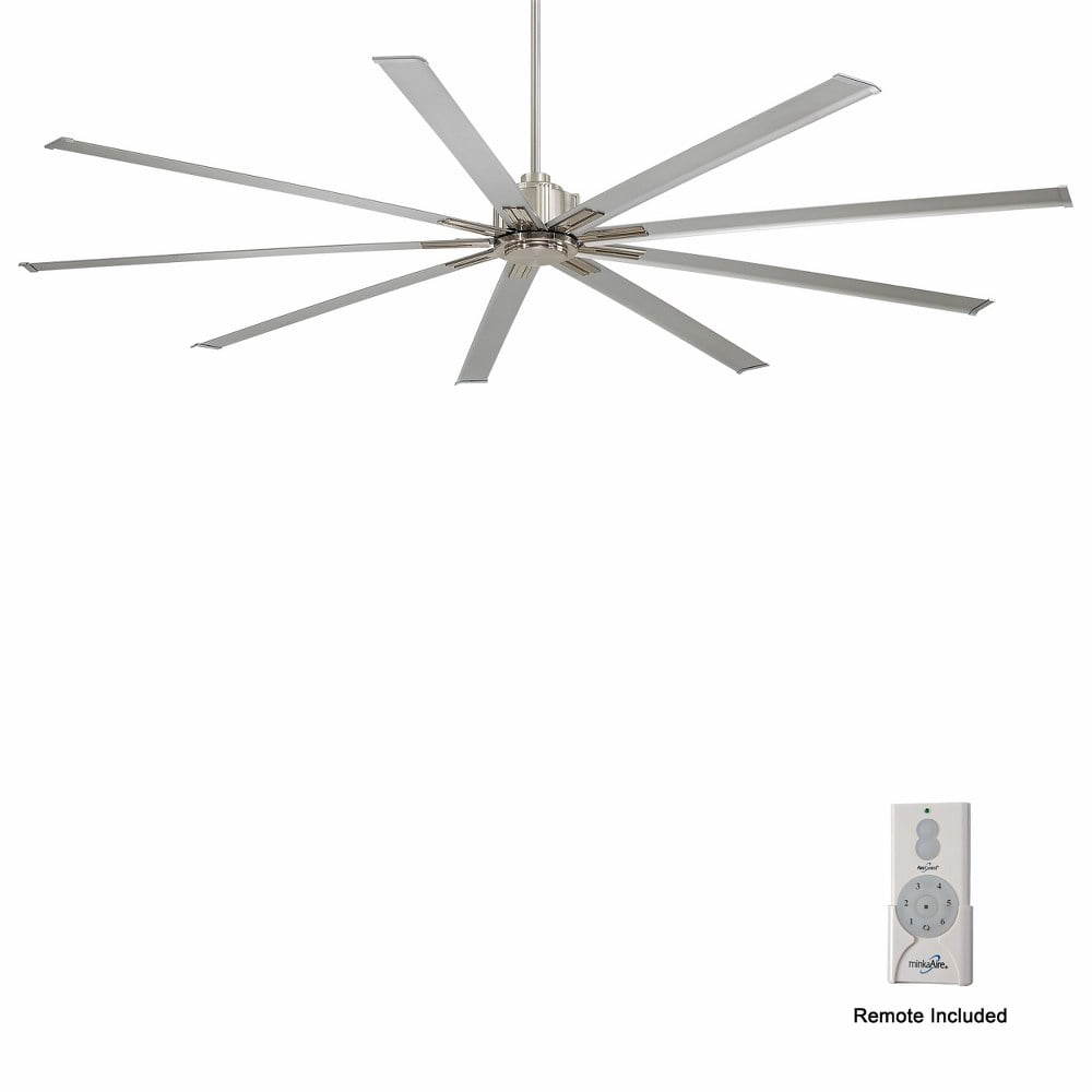 Xtreme 96-Inch Brushed Nickel Ceiling Fan with Silver Blades and Remote