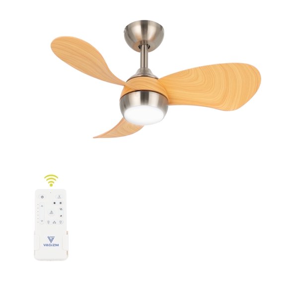 Ceiling Fan with Light for Bedroom: 30 Inch Small Quiet Ceiling Fan with Remote Control - 6 Speeds and 3CCT - DC Motor Reversible - Indoor Outdoor Use - 3 Blades Log