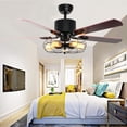thumbnail image 1 of Ceiling Fan Light 52 Inch - Retro Industrial 5-Lights E27 Fixture for Restaurant/Living Room/Bedroom Create Iron Cage Rustic Style, 1 of 7
