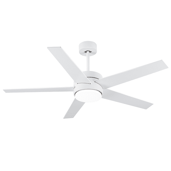 Ceiling Fan with Light, 52 Inch White Modern Ceiling Fan with Light and Remote Control, 5 Blades, Reversible Quiet Motor, 3CCT and Dimmable Light, for Living Room & Bedroom, Indoor/Outdoor