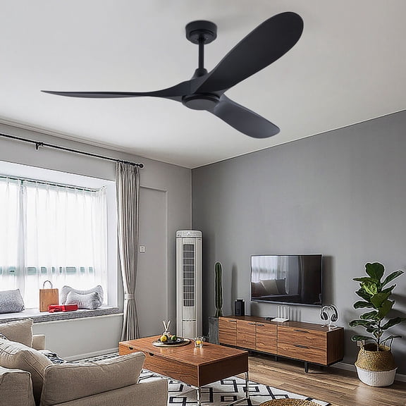 Ceiling Fan Light 52 inch 3 Black Blades LED Chandelier Lamp W/ Remote Control