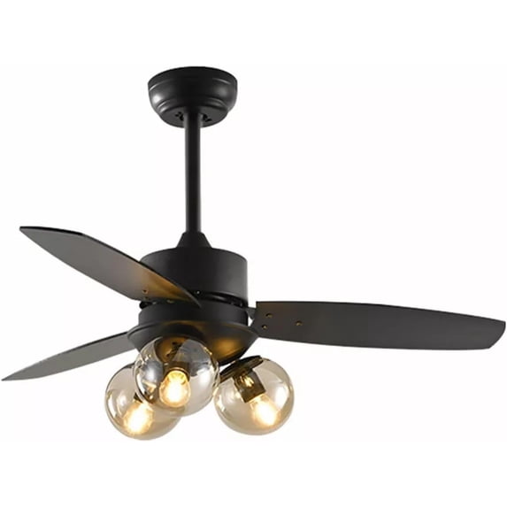 Ceiling Fan With Light Ceiling Lamp 42" Vintage Fan Light Led Chandelier W/ Remote Control Adjustable Wind Speed & Brightness Glass Lampshades For Living Room Bedroom Restaurant