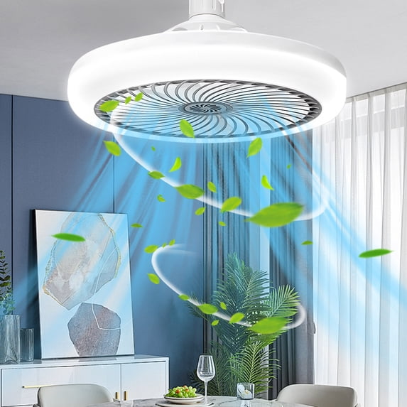 Ceiling Fan Light, Czzoypi Super Bright Energy-Saving LED Aromatherapy Fan, Adjustable 3-Speed Wind 3-Color Lighting E27 Universal Head for Bedroom Living Room, Gray