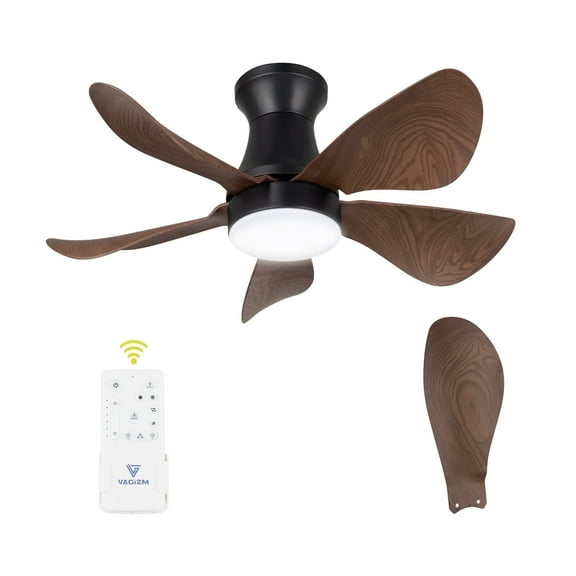 Vagizm 30-inch Flush Mount Ceiling Fan with LED Light and Remote Control - Modern Geometric Design