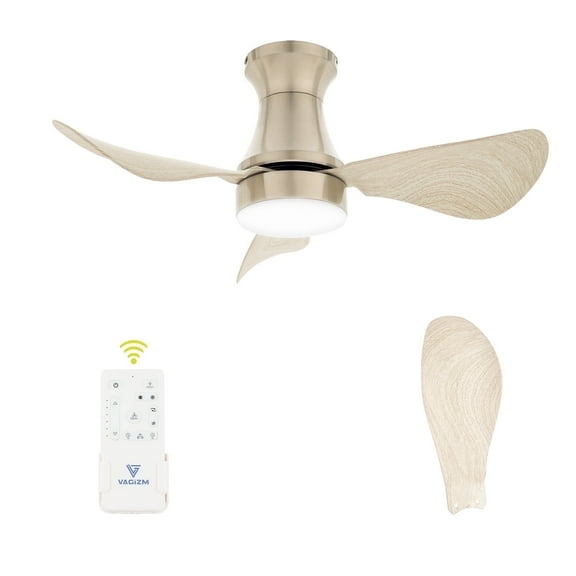 30 Inch Flush Mount Ceiling Fan with Light - Small Ceiling Fan with Light for Bedroom/Kids Room/Small Room - Low Profile Design - Indoor/Outdoor Use - 3 Blades Gray