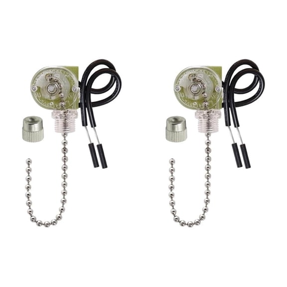 Ceiling Fan Light Pull Chain Switch, Replacement for Hunter Hampton Bay Harbor Breeze Fans, ZING Ear On/Off Control Switch (2, ZE-109 Nickel)