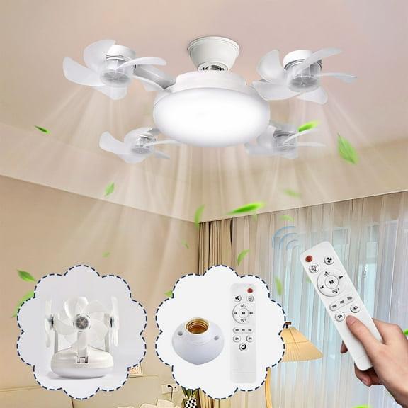Ceiling Fan Light Remote Control Ceiling Fan Light Silent Bladeless Design with 3-Speed & Dimming, Bedroom Garage Remote Control Fan