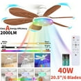 thumbnail image 1 of Ceiling Fans with Light, Socket Screw with Remote Control 20.5”ABS Modern Crystal Fan Light, Multi-Color RGB Adjustable Brightness & Color Temperature with Emergency Stop Memory Timer,Mahogany, 1 of 7