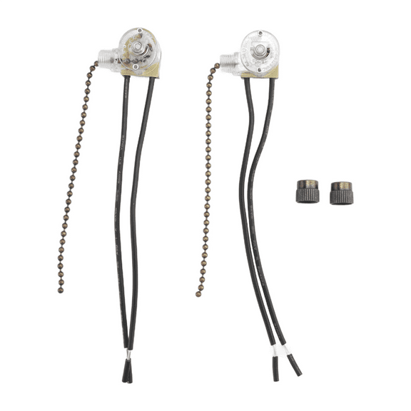 Ceiling Fan Light Switch ZE-109 Two-Wire with Pull Cords for Fans Lamps 2Pcs Bronze