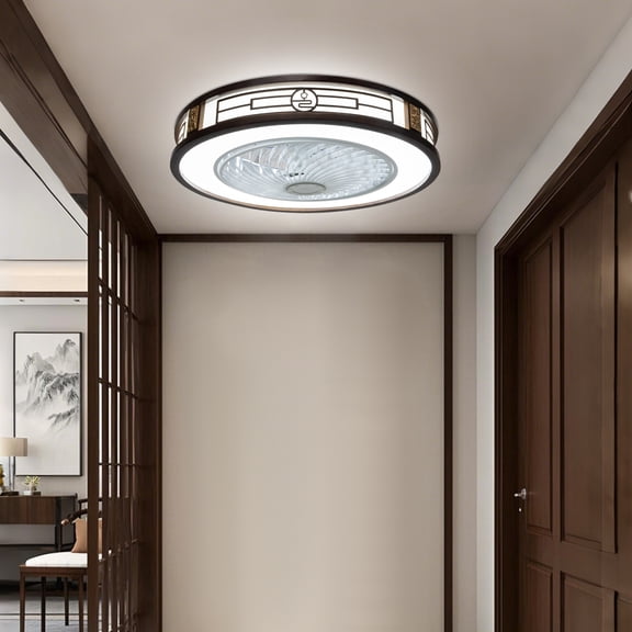 Ceiling Fan Light with Remote Control, Simple Chinoiserie Down Light, Adjustable Brightness & Color Temperature