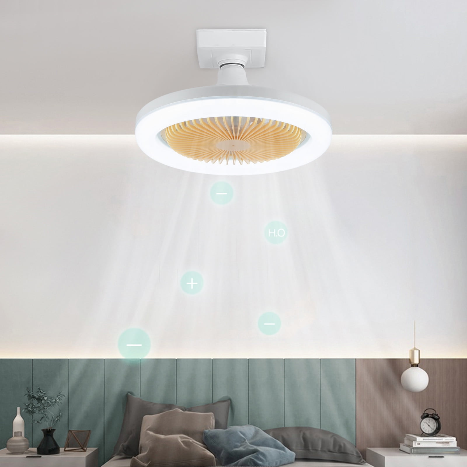 Enclosed Ceiling Fan With Lights, Low Profile, Remote Control, Hidden