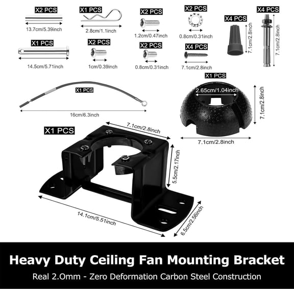 Ceiling Fan Mounting Bracket, Ceiling Canopy Fan Balancing Adapter Kit for Living Room, Outside Patio, Porch
