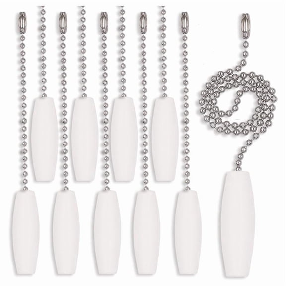 Ceiling Fan Pull Chain 12-Inch, 3mm Bead Balls, Wooden and Metal Pendant, 10-Pack