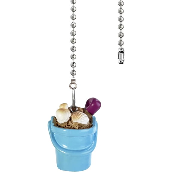 Ceiling Fan Pull Chain - 12 Inch Blue Beach Bucket Ceiling Fan Pull Chain Extender with Ball Chain Connector,Pull Chains for Ceiling Fans and Lights,Decorative Fan Pull Chain Pendant Extension