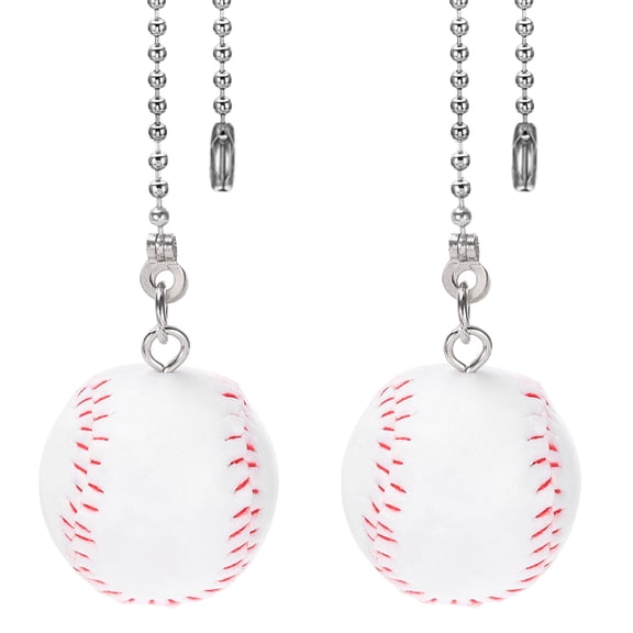 Ceiling Fan Pull Chain, 2 Pack 13" Decorative Baseball Pendant Chain Extender Charm Extension, White