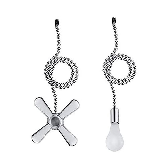 Ceiling Fan Pull Chain,2pcs 3mm Diameter Beaded Ball Fan Pull Chain ,13.6 Inches Fan Pulls Set with Connector(Nickel )