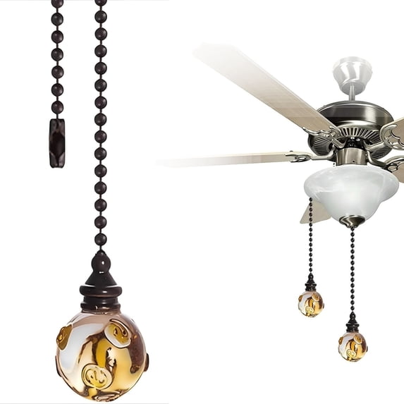 Ceiling Fan Pull Chain, Ceiling Fan Chain Extender, Crystal Glass Ball Fan Pull Chain, 1Pcs Ceiling Fan Pull Chains Pendant, Brown Pull Chain for Ceiling Fan Light Decoration