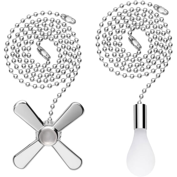 Ceiling Fan Pull Chain Extender, 24-inch Extra Long with Decorative Frosted Glass Bulb and Fan Cord, Fit All Standard 3mm Diameter Ceiling Fans and Light Fixtures Factory Pull
