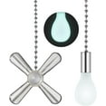 thumbnail image 1 of Ceiling Fan Pull Chain Extender, 2pcs 3mm Diameter Beaded Fluorescent Ceiling Fan Pull Chain Ornaments with Connector Glow in The Dark (Silver), 1 of 5