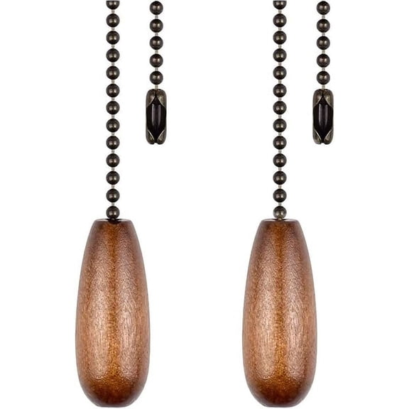 Ceiling Fan Pull Chain Extender, 2pcs Wooden Decorative Pendant Extension Chains, 12 Inches Lighting & Fan Beaded Ball Fan Cord Extender Ornament with Connector